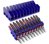 JNUYISW Plier Organizer Rack, 2 Pcs Pliers Holder Tool Storage with 10 Slots Non-Slip Rubber Base Plier Rack Toolbox Organization for Pliers, Cutters, Slip Joint Pliers (Pliers Not Included) (Blue)