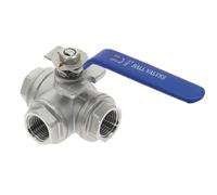 JNVFTCUX ball valve 304 Stainless Steel 3-way Ball Valve L Type T 1/4" 3/8" 1/2" 3/4" 1" DN8 DN10 DN15 DN20 DN25 BSP Female Thread 1pcs(T Type,DN8)