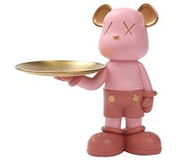 JNVHFGT Violent Building Blocks Bear,23cm/9in Figurines Storage Tray Ornament Model Collectible Toy Handmade Gift Fashion Ornament Sculpture(Pink)