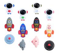 JNWHY Silicone Focal Beads for Pen Making Colorful Pattern DIY Keychain Crafts Office Home Art Supplies (Astronaut, Rocket & Spaceship)