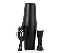 JNWINOG Cocktail Shaker Set 4-Piece Boston Shaker Kit with 20oz/25oz Shaker,Strainerand 0.5/1oz Double JiggerBar Set for Home Drink Mixer Bartendiing (Matte Black, 20oz/25oz)