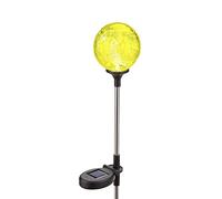JNYB Outdoor Solar Garden Stake Lights, Crackle Globe Glass Lotus Decoration, IP65 Waterproof LED Landscape Lighting for Patio Lawn Garden,Clear,2Pack