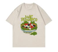 JNYEHSUI T-Shirt for Women Round Neck Cotton Short Sleeve Singer Printed T-Shirt Summer Streetwear Tops Mac Demarco Neutral Street Vintage Short Sleeve Men and Women Cosplay Boys and Girls-Khaki||s