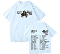 JNYEHSUI T-Shirt for Women Singer Round Neck Cotton Short Sleeve Printed T-Shirt Lauren Spencer S-mith Men and Women Cosplay Boys and Girls Summer Streetwear Tops-Light Blue||x_l