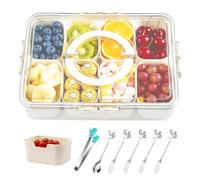 JNYLYFC Divided Serving Tray with Lid & Handle, Snack Box with 8 Compartments, Reusable Snackle Box, Snack Tray Removable, Dishwasher Safe Food Storage Container for Veggie, Candy, Fruit, Nut