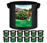 JNYONG 12-Pack 3 Gallon Thickened Non-Woven Grow Bags, Aeration Fabric Pots with Handles