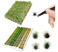 JNYUTEEN Model Building Grass Tufts, 121 Pieces Model Grass Tufts with Tweezers, Static Grass and Artificial Grass Miniature Accessories for DIY Diorama Model Rail Sand Tablescape and Desktop Models