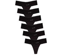 Jo & Bette (6 Pack Cotton Womens Thong Underwear, Lace Trim Soft Sexy Lingerie Knickers Set
