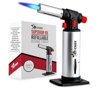 Jo Chef Butane Torch Lighter, Cooking Torch - Refillable Adjustable Flame Lighter with Safety Lock for BBQ, Baking, Brulee Creme, DIY + FREE Recipe eBook