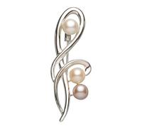 Jo & Co. Mackintosh-Style Sterling Silver and Pearl Brooch, White, Pale Peach and Natural Pink Pearls, 925 Sterling Silver, Contemporary Packaging