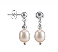 Jo & Co. White Freshwater Cultured 4 mm Silver Stud with 9 X 7.5 mm Pearl Drop Earrings with 925 Sterling Silver Fittings, Contemporary Packaging. Some Variation in Colour Tone May Occur