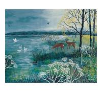 Jo Grundy The Enchanted Lake Canvas Print (80cm x 60cm) (Blue/White/Brown)