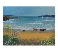 Jo Grundy The Race To The Lighthouse Framed Canvas Print Multicoloured (60Cm X 80Cm)