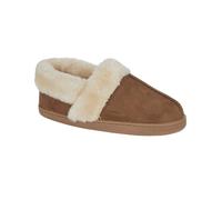 Jo & Joe Edale Womens Cognac Full Faux Fur Slipper - Size 6 UK - Brown