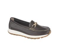 Jo & Joe Ladies Casual Slip-On Smooth Leather Comfort Sporty Wedge Loafer with Chain Trim Sizes 4-8