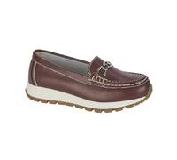 Jo & Joe Ladies Casual Slip-On Smooth Leather Comfort Sporty Wedge Loafer with Chain Trim Sizes 4-8