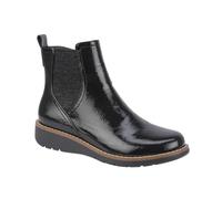 Jo & Joe Ladies Chelsea Ankle Boots - Lightweight Pull-on with Side Gusset & Wedge Sole Sizes 4-8 (Black Shiney, UK Footwear Size System, Adult, Women, Numeric, Medium, 8)