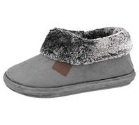 Jo & Joe LADIES CHILTERN FUR LINING FUR COLLAR LOW TOP WARM LINED WINTER BOOT SLIPPER BY JO AND JOE (Charcoal, 8 UK, numeric_8)