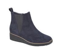 Jo & Joe Ladies Croc Patent Chelsea Wedge Ankle Boot With Side Gusset, Inside Zip For Ease Of Wear & Warm Fur Lining. Sizes 4-8 (Navy MF 1, UK Footwear Size System, Adult, Women, Numeric, Medium, 6)