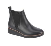 Jo & Joe Ladies Croc Patent Chelsea Wedge Ankle Boot With Side Gusset, Inside Zip For Ease Of Wear & Warm Fur Lining. Sizes 4-8 (Black 1, UK Footwear Size System, Adult, Women, Numeric, Medium, 7)