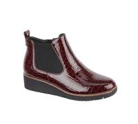 Jo & Joe Ladies Croc Patent Chelsea Wedge Ankle Boot With Side Gusset, Inside Zip For Ease Of Wear & Warm Fur Lining. Sizes 4-8 (Burgundy, UK Footwear Size System, Adult, Women, Numeric, Medium, 4)