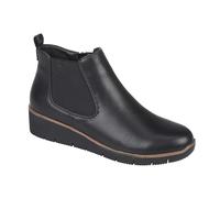 Jo & Joe Ladies Croc Patent Chelsea Wedge Ankle Boot With Side Gusset, Inside Zip For Ease Of Wear & Warm Fur Lining. Sizes 4-8 (Black Matt, UK Footwear Size System, Adult, Women, Numeric, Medium, 5)