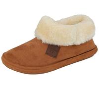 Jo&Joe Ladies Faux Suede Tartan Sheepskin Fur Collar Lined Warm Slipper Boots Size 3-8 (UK 8/ EU 41, Cognac)