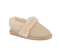Jo & Joe Ladies Fleece Lined Faux Fur Collar Bootee Slippers (Beige, UK Footwear Size System, Adult, Women, Numeric, Medium, 6)