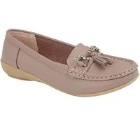 Jo & Joe Ladies Leather Loafer Shoes Plimsole Pumps Womens Flat Shoes Dusky Rose Size UK 6 EU 43