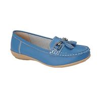 Jo & Joe Ladies Leather Loafer Shoes Plimsole Pumps Womens Flat Shoes French-Blue Size UK 4 EU 50
