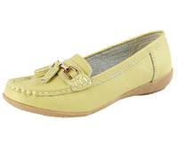 Jo & Joe Ladies Leather Loafer Shoes Plimsole Pumps Womens Flat Shoes Lime Size UK 8 EU 41