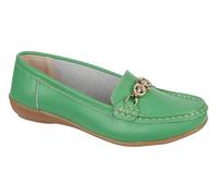 Jo & Joe Ladies Leather Slip On Gold Effect and Diamante Trim Loafers (Apple, UK Footwear Size System, Adult, Women, Numeric, Medium, 8)