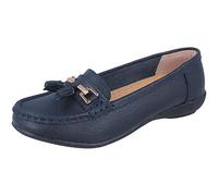 Jo & Joe Ladies LR Nautical Loafer Flatform Shoes Navy UK 7