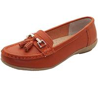 Jo & Joe Ladies LR Nautical Loafer Flatform Shoes Orange UK 6