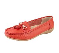 Jo & Joe Ladies LR Nautical Loafer Flatform Shoes Orange UK 8
