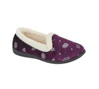 Jo & Joe Ladies Velour Slip On Faux Fur Collar Slippers (Purple, UK Footwear Size System, Adult, Women, Numeric, Medium, 5)