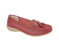 Jo & Joe Ladies Wide Fit Flat Leather Tassel Moccasins Loafer Nautical Shoe Plimsole Pumps Womens. Cherry Size 4