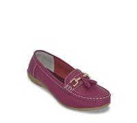 Jo & Joe Ladies Wide Fit Flat Leather Tassel Moccasins Loafer Nautical Shoe Plimsole Pumps Womens. Fuchsia Size 6