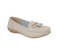 Jo & Joe Ladies Wide Fit Flat Leather Tassel Moccasins Loafer Nautical Shoe Plimsole Pumps Womens. Smoke Size 4