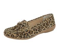 Jo & Joe Love Leather Nautical Womens Flat Shoes Leopard 5 UK