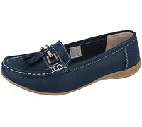 Jo & Joe Love Leather Nautical Womens Flat Shoes Navy 3 UK