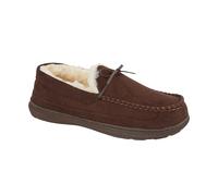 Jo & Joe Men’s Lightweight Fleecy Lined Comfort Moccasin Slip on Slipper with Sturdy Sole sizes 7-12 (Cranford Brown, UK Footwear Size System, Adult, Men, Numeric, Medium, 9)