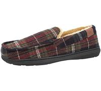 Jo & Joe Mens Check Faux Fur Lined Moccasin Full Slippers Brown 9