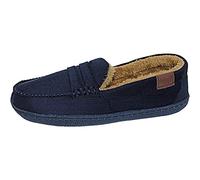 Jo & Joe Mens Faux Suede Fur Lined Moccasin Slippers Shoes Size 1-6 & 7-12 (12 UK Child, Navy, numeric_12)