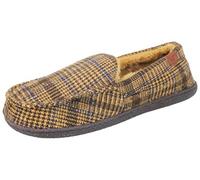 Jo & Joe Mens Faux Suede Luxury Fleecy Lined Slip On Tweed Moccasin Slippers Shoes Size 8-12 (UK 12/EU 46, Dark Brown)