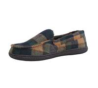 Jo & Joe Mens Faux Suede Slip on Textile Lined Moccasin Slippers Shoes Size 7-12 (UK 9, Brown Multi/Tartan)