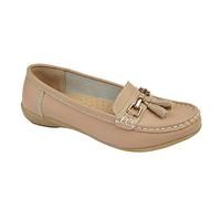 Jo & Joe Nautical Womens Leather Flat Loafers Shoes Mocha (8 UK, Mocha)