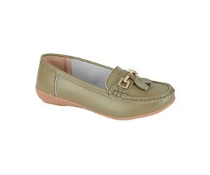 Jo & Joe Women Leather Flat Loafer Ladies Casual Comfy Slider Low Wedge Heel Work Shoes