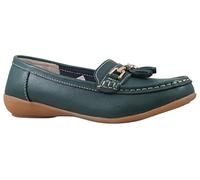 Jo & Joe Women Leather Flat Loafer Ladies Casual Comfy Slider Low Wedge Heel Work Shoes Hunters Green Size 8