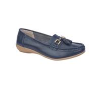 Jo & Joe Women Leather Flat Loafer Ladies Casual Comfy Slider Low Wedge Heel Work Shoes Royal Blue Size 6